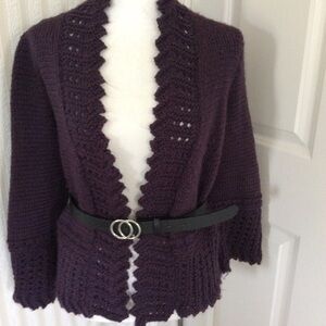 Hand Knit Open Front Sweater Size S